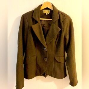 ASHLEY BY 26 Intl Vintage Women’s Brown Tweed Blazer w/Professor Patches Sz Med